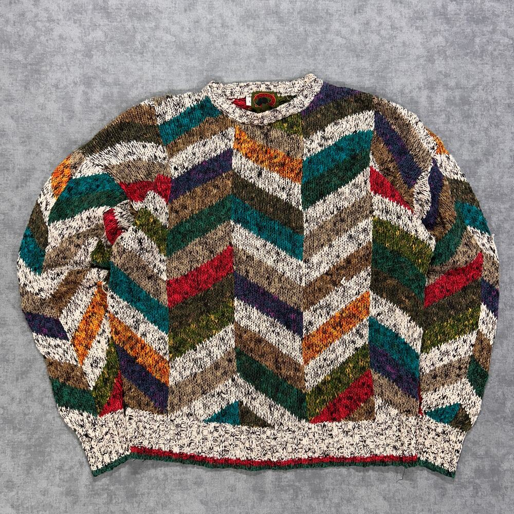 VTG 90s Boston Traders Limited Edition linen/cotton chevron pattern sweater LRG